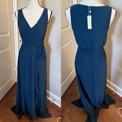 Baltic Born Blue Size 4 Floor Length Side slit Dress on Queenly
