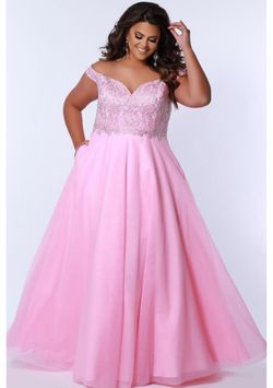 Style TE2317 Sydney's Closet Pink Size 24 Jersey Plus Size Floor Length Te2317 Pageant Ball gown on Queenly