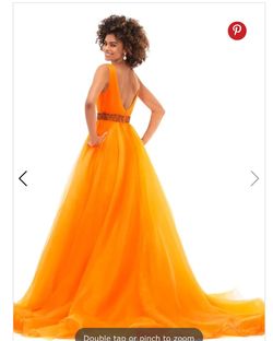 Style 11305 Ashley Lauren Orange Size 8 Jersey Floor Length Ball gown on Queenly