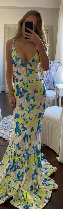 Style 26130B Jovani Multicolor Size 16 26130b Plunge Floor Length Mermaid Dress on Queenly