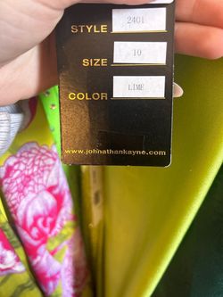 Style 2401 Johnathan Kayne Green Size 10 2401 High Neck A-line Dress on Queenly