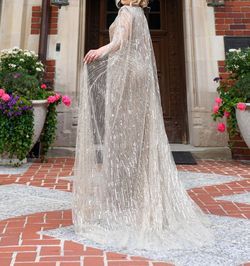 Catwalk couture Nude Size 4 Jersey Long Sleeve Sequined Prom Train Dress on Queenly