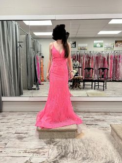 Style 20162 2 Cute Pink Size 4 Jersey 20162 Floor Length Mermaid Dress on Queenly