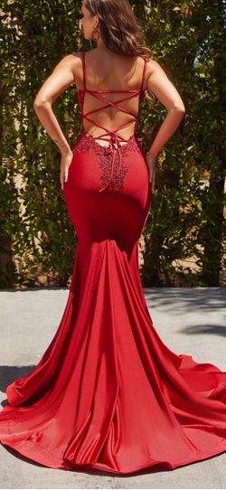 Style PS22641 Portia and Scarlett Red Size 2 Floor Length Prom Jersey Mermaid Dress on Queenly