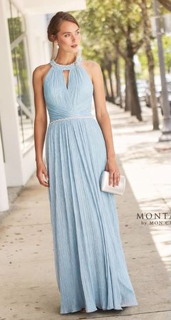 Style 120901 Montage Blue Size 8 Floor Length 120901 Straight Dress on Queenly