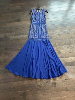 BCBG Blue Size 0 Floor Length Jersey 70 Off Straight Dress on Queenly