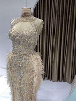 Blini Nude Size 12 Floor Length Custom High Neck A-line Dress on Queenly