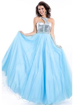 Style 2706 Party Time Formals Light Blue Size 6 Prom Ball gown on Queenly
