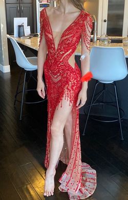 Custom Red Size 0 Free Shipping Side slit Dress on Queenly