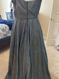 Betsy and Adam Blue Size 12 Black Tie Prom Straight Dress on Queenly
