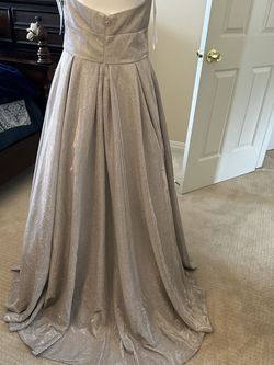 Betsy and Adam Nude Size 8 Short Height Jersey Strapless Ball gown on Queenly