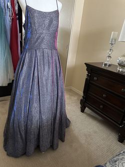 Betsy and Adam Purple Size 10 Plunge Floor Length Jersey Short Height Ball gown on Queenly