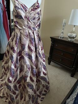 Morgan and Co Multicolor Size 12 Floor Length Plunge Ball gown on Queenly