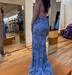 Amarra Blue Size 8 Strapless Mermaid Dress on Queenly