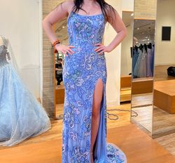 Amarra Blue Size 8 Strapless Free Shipping Floor Length Mermaid Dress on Queenly