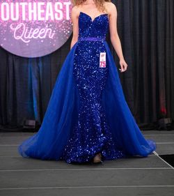 Portia and Scarlett Blue Size 0 Floor Length Tall Height Mermaid Dress on Queenly