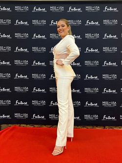 Style 22818 Jovani White Size 6 V Neck 22818 Long Sleeve Engagement Jumpsuit Dress on Queenly