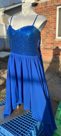 Christina Wu Blue Size 26 Free Shipping Plunge Side slit Dress on Queenly