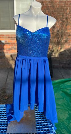 Christina Wu Blue Size 26 Plunge High Low Side slit Dress on Queenly