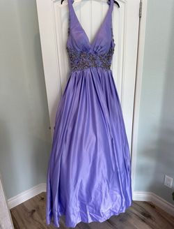 Vienna Purple Size 2 Floor Length Jersey Plunge 50 Off Ball gown on Queenly