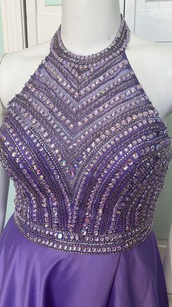 Style 17-250 Madison James Purple Size 14 Halter A-line Dress on Queenly