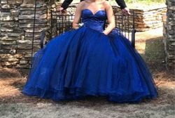 Sherri Hill Blue Size 4 Tall Height Prom Pageant Strapless Ball gown on Queenly