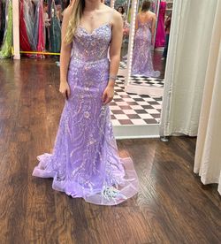Style 55502 Sherri Hill Purple Size 6 Shiny 55502 Mermaid Dress on Queenly