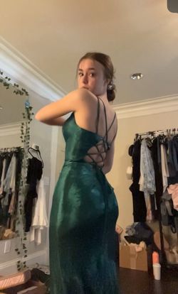 Lets Green Size 0 Floor Length Shiny Jersey Corset Mermaid Dress on Queenly