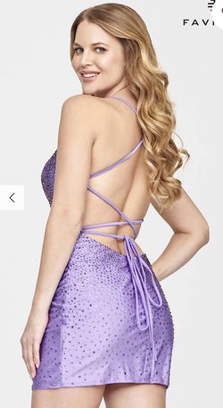 Style FA-21-S10624 Faviana Purple Size 4 Prom Jewelled Lavender Cocktail Dress on Queenly
