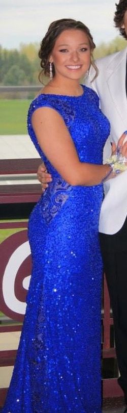 Scala Blue Size 4 Prom Pageant Tall Height Straight Dress on Queenly