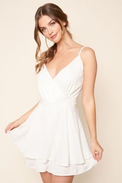Style P2882A Sugarlips White Size 0 Graduation Spaghetti Strap Floor Length Jumpsuit Dress on Queenly