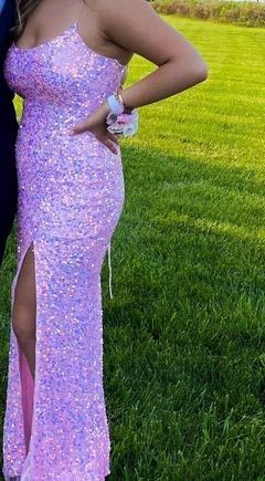 Sparkle and bash Pink Size 12 Medium Height Jersey Plus Size Prom Side slit Dress on Queenly