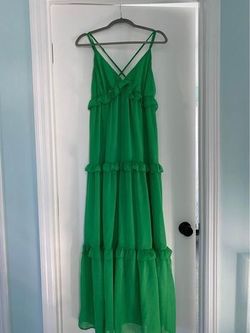 Flying tomatoe Green Size 8 Ruffles Plunge Straight Dress on Queenly