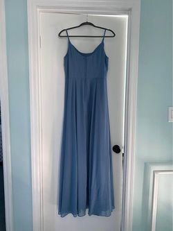 David's Bridal Blue Size 12 Wedding Guest Prom Spaghetti Strap A-line Dress on Queenly