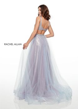 Style 7015 Rachel Allan Multicolor Size 12 Shiny Plus Size Plunge 7015 A-line Dress on Queenly