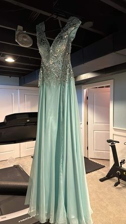 Style 85301M Mac Duggal Blue Size 10 Side Slit Short Height A-line Dress on Queenly