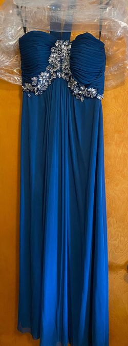 Xscape Blue Size 8 Cape Prom Straight Dress on Queenly