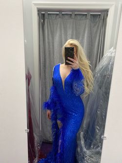 Ava Presley Blue Size 6 Jersey Gala Side slit Dress on Queenly