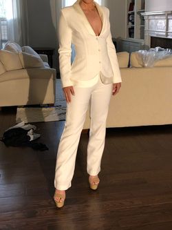 Jovani White Size 4 Long Sleeve Free Shipping Floor Length Jumpsuit Dress on Queenly
