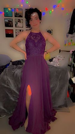 Kennedy Blue Purple Size 8 Prom Tall Height Side slit Dress on Queenly