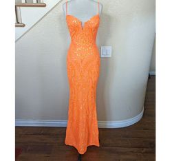 Style Neon Orange Sequin Formal Prom Wedding Guest Mermaid Dress Orange Size 6 Mermaid Dress on Queenly