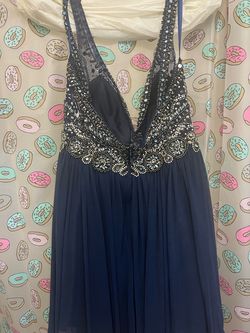Joxene  Blue Size 24 Jewelled Homecoming Cocktail Dress on Queenly