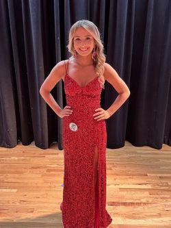 Sherri Hill Red Size 4 Prom Pageant Plunge Side slit Dress on Queenly