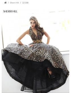 Style 32198 Sherri Hill Multicolor Size 6 32198 Halter Ball gown on Queenly