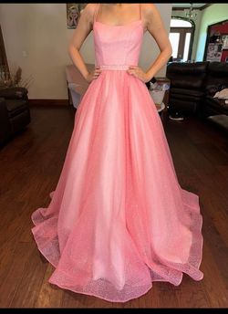 Sherri Hill Pink Size 00 Floor Length Jersey Square Neck Ball gown on Queenly
