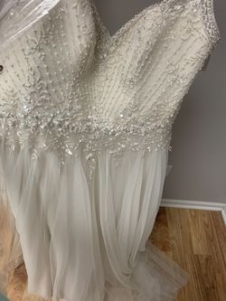 Style Mayla  Maggie Sottero White Size 22 Plus Size Sequined Prom Wedding Train Dress on Queenly