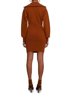 Style 1-1125819777-3236 A.L.C. Brown Size 4 High Neck Sorority Sorority Rush Mini Cocktail Dress on Queenly