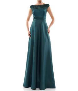 Style 1-1156514887-1498 Marsoni by Colors Green Size 4 Military Floor Length Boat Neck Straight Dress on Queenly