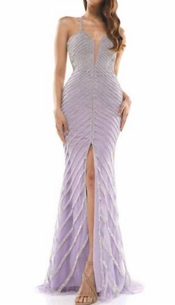Style 1-1557240271-1498 COLORS DRESS Purple Size 4 Floor Length V Neck Floral Side slit Dress on Queenly