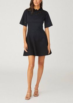 Style 1-1831142266-1498 Shoshanna Black Size 4 Embroidery Sleeves Sorority Rush Sorority Cocktail Dress on Queenly